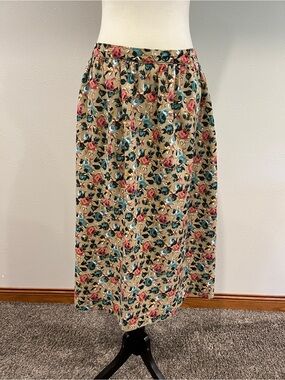 Bodin Knits vintage a-line Floral Midi Skirt isize 16